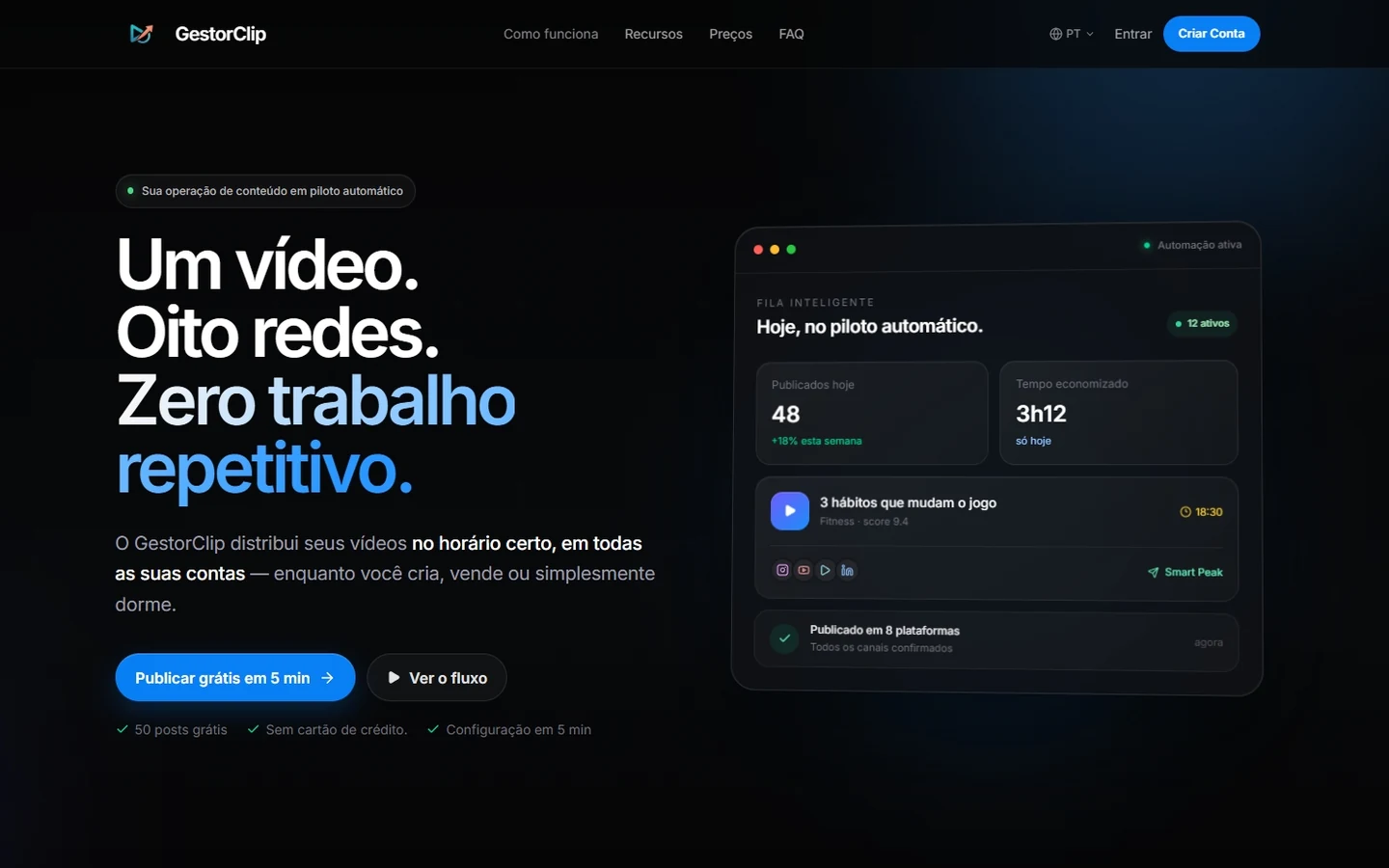 Página inicial do projeto GestorClip